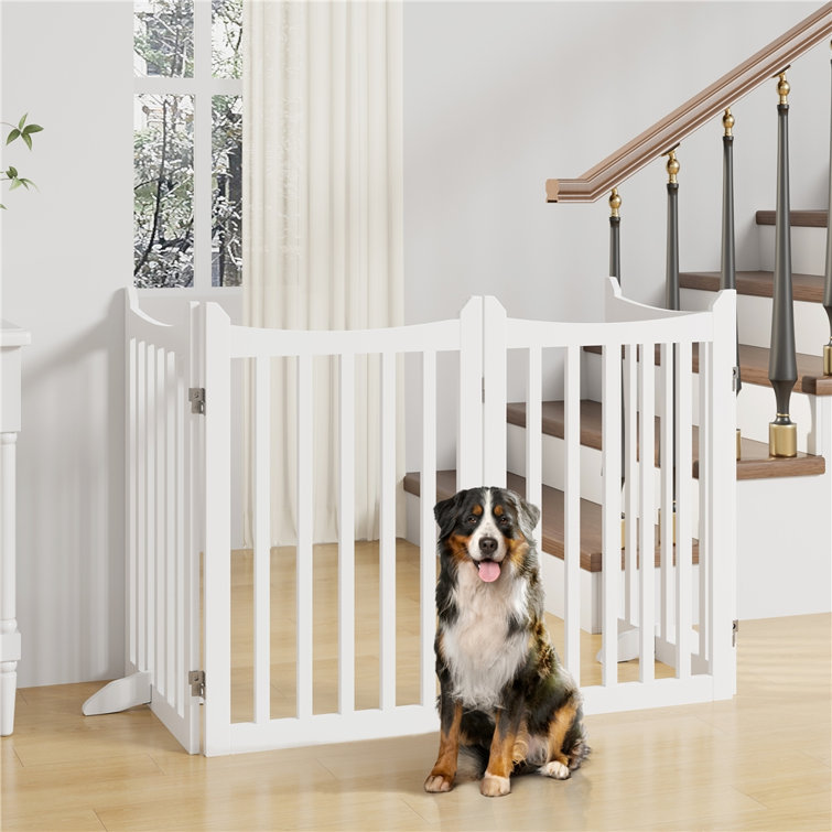 Dog gate 2024 wooden free standing